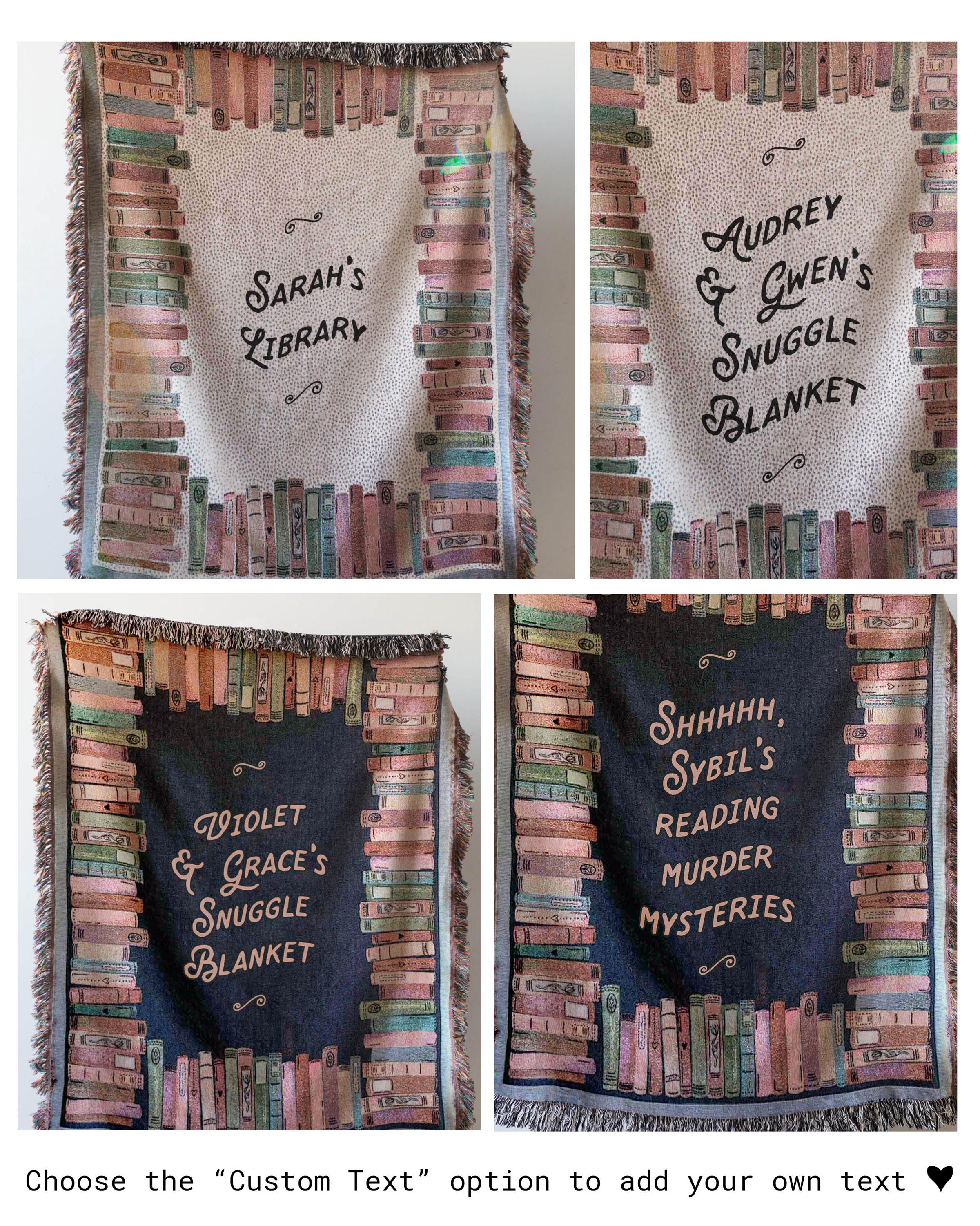 Gift for Book Lover: Cozy Custom Blanket, Present for Mom Dad Him Her, Unique Woven Throw