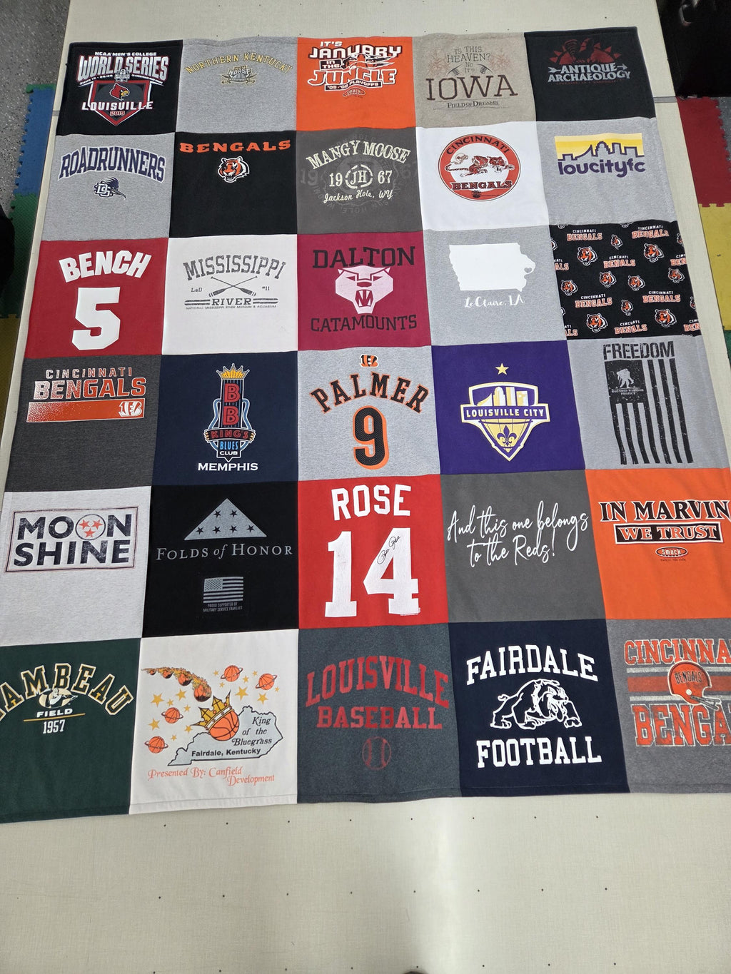 Custom Blankets made from tshirts, sweaters, jerseys and other shirts with Fleece backing