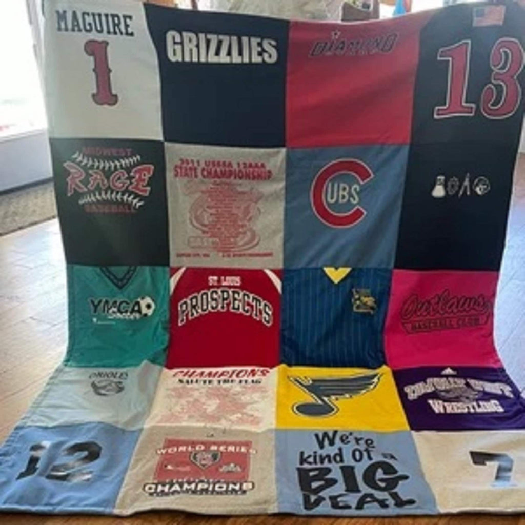 Custom Blankets made from tshirts, sweaters, jerseys and other shirts with Fleece backing