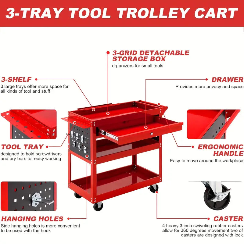 "Mobile Tool Carts: Flexible Movement, Ample Storage Space, Suitable for Workshops, Repair Rooms and More"