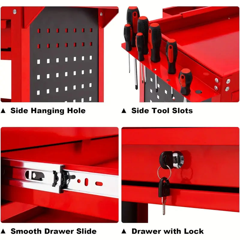 "Mobile Tool Carts: Flexible Movement, Ample Storage Space, Suitable for Workshops, Repair Rooms and More"