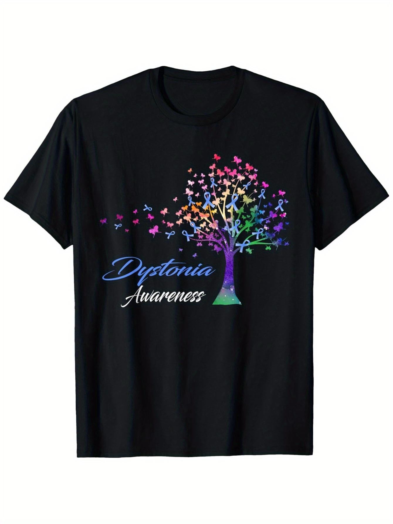 Men'S Dystonia Awareness T-Shirt Featuring a Vibrant Ribbon And Tree Design - Made from 100% Soft Material, Available in Sizes S-XXXL, Perfect for Casual Wear And Awareness Events, Supportive Clothing for Dystonia, Comfortable Everyday Outfit