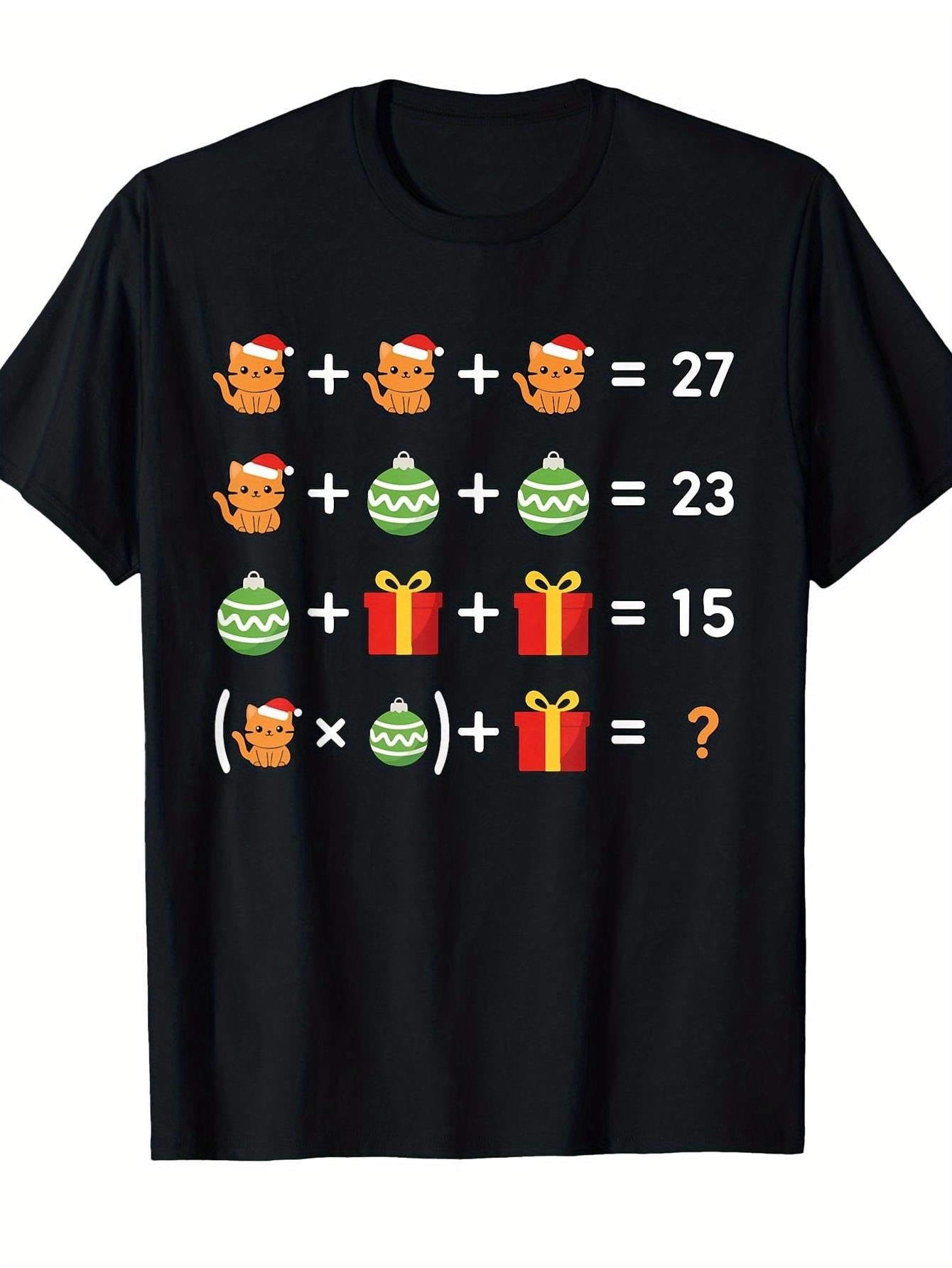 Humorous 67 Meme Cat with Santa Hat T-Shirt for Both Genders - 67 Number Pun Outfit, Casual Short Sleeve Round Neck Tee for Christmas, Gatherings & Everyday Use (Machine Washable)