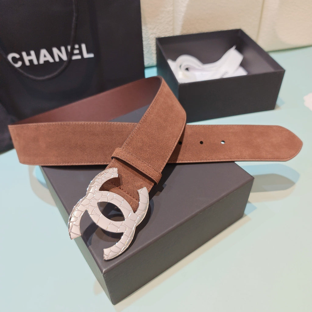 CC Belt 5.0 Brass Hardware Buckle Brown Suede 200103