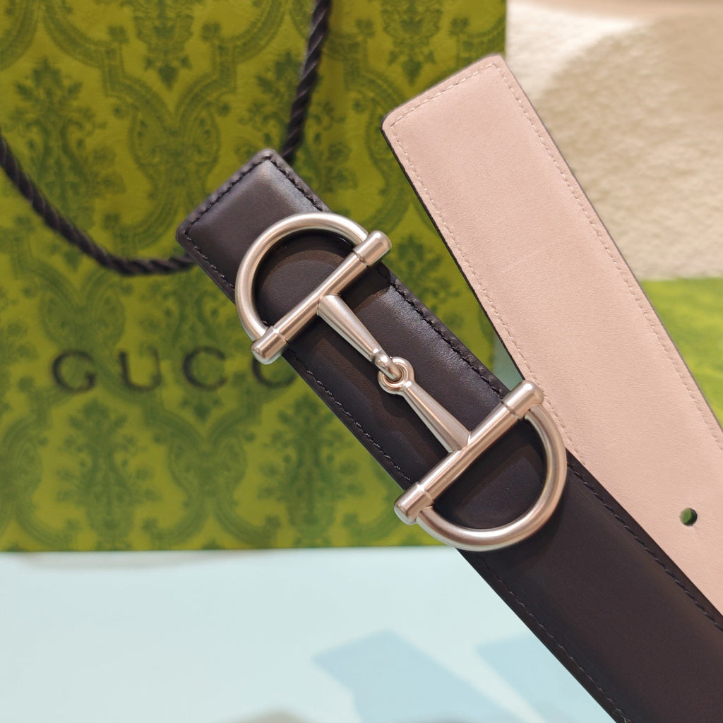 GG 3.0 Horsebit-Detailed Belt Black Sliver Smooth Leather 200189
