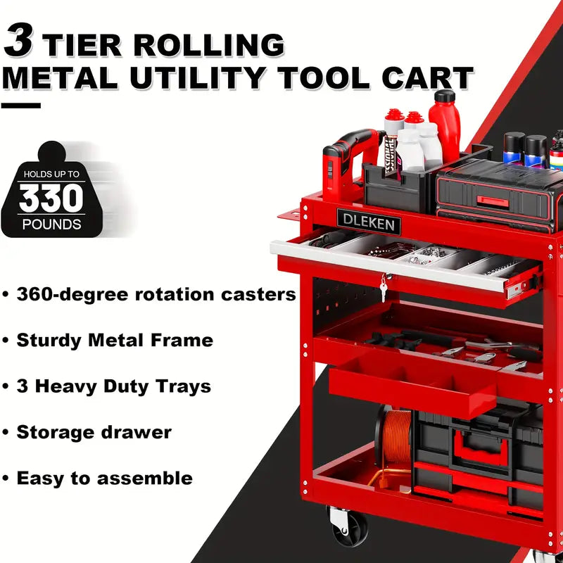 "Mobile Tool Carts: Flexible Movement, Ample Storage Space, Suitable for Workshops, Repair Rooms and More"
