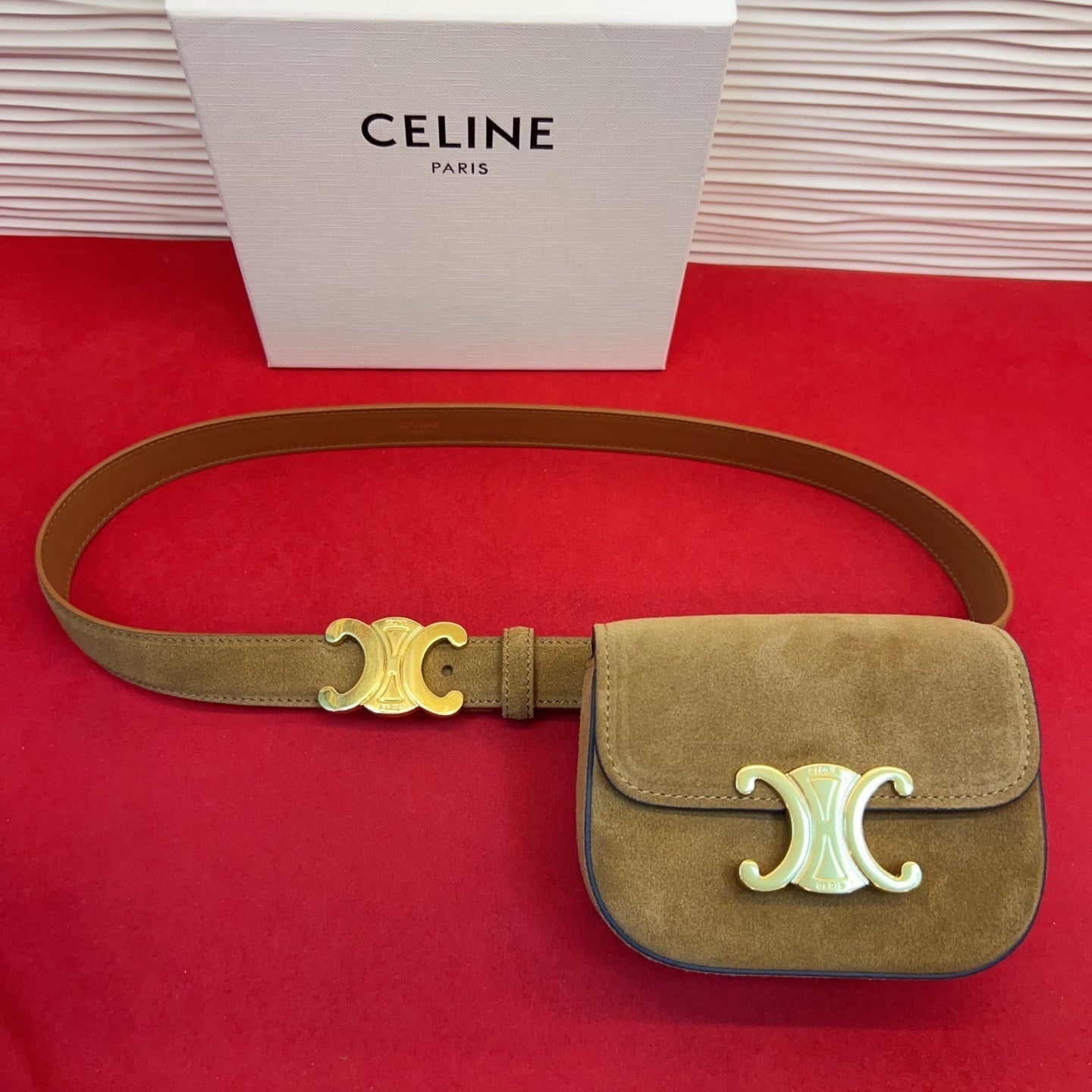Celin Brown Suede Belt Bag 200158