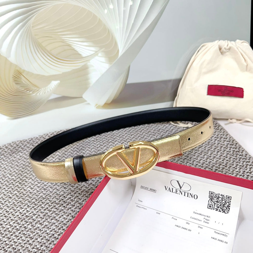 The Bold Edition Reversible Belt 30mm Gold Metalic Black Calfskin Gold Buckle