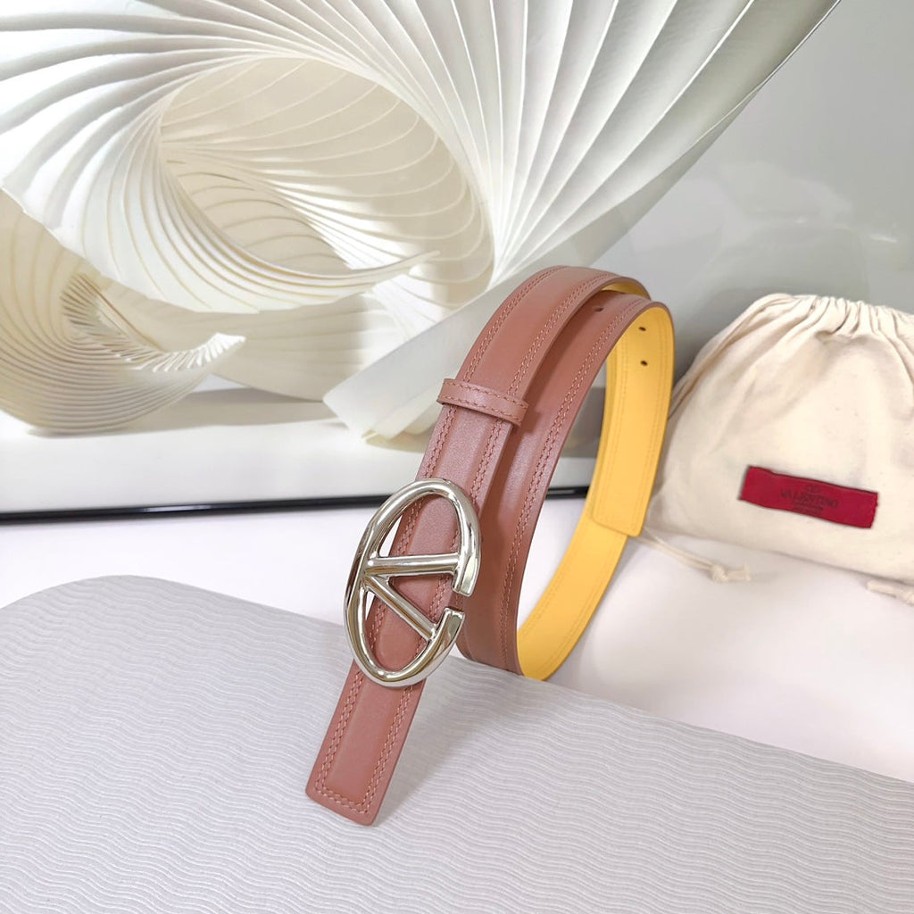 The Bold Edition Belt 30mm Brown Yellow Calfskin Silver Buckle