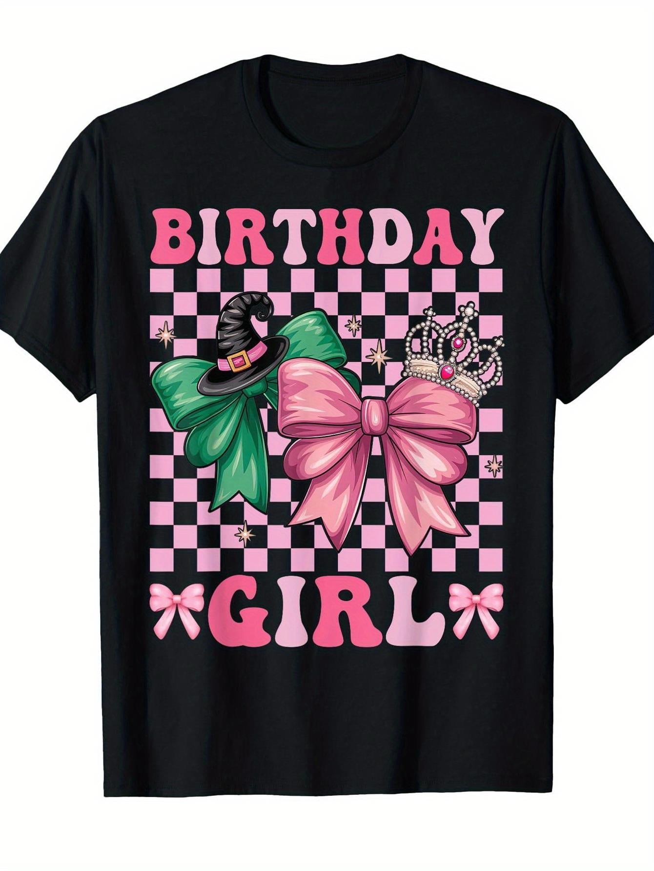 Birthday Witch Pink & Green T-Shirt for Women & Men - Birthday Girl Outfit with Witch Costume Design, Casual Round Neck Short Sleeve Tee for Parties, Daily Wear & Themed Events( Machine Washable), for Halloween