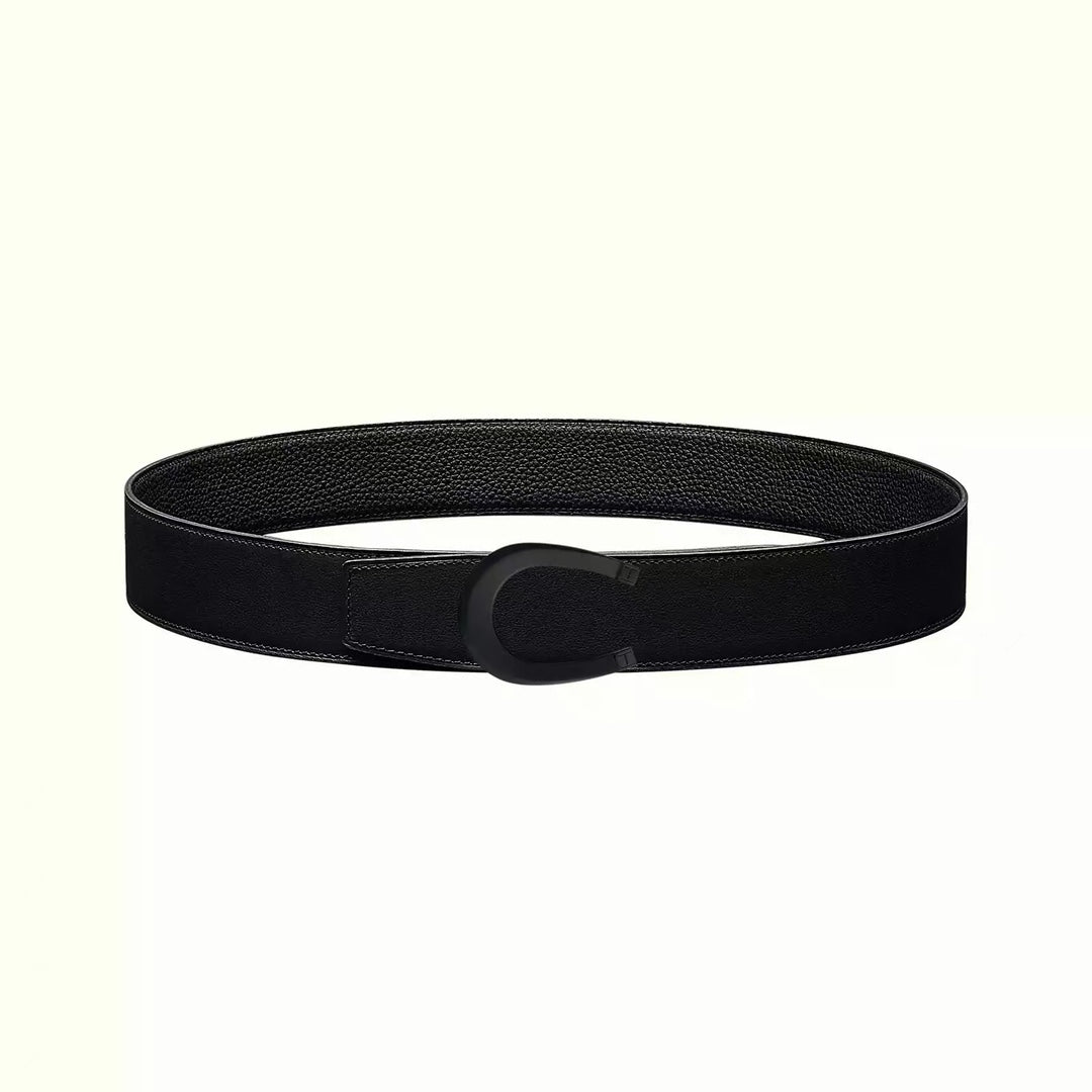 HM LUCK BELT BUCKLE & REVERSIBLE BLACK LEATHER STRAP 38MM