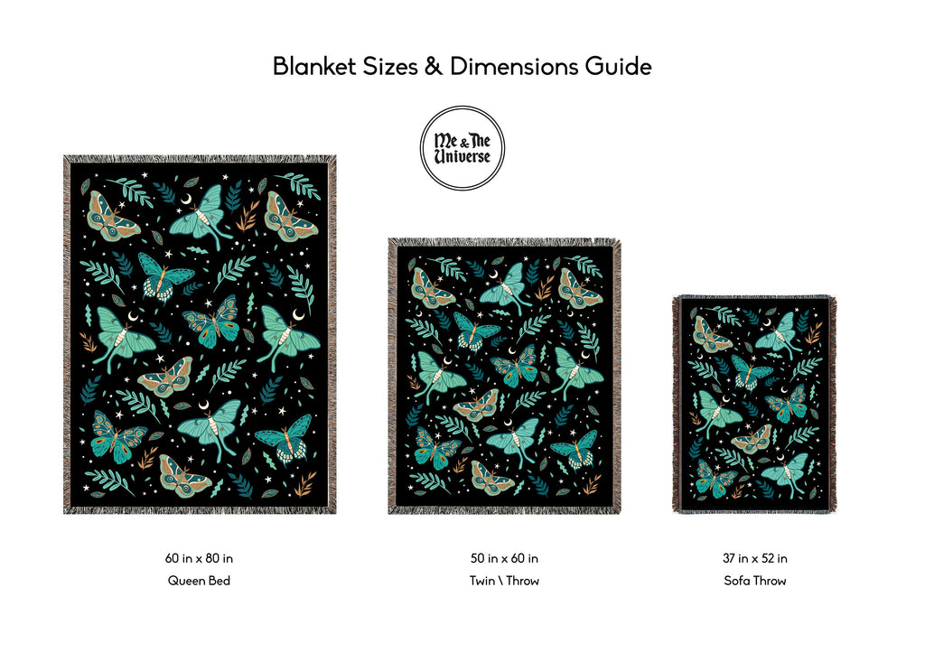 Luna Moth Blanket: 100% Cotton Jacquard Woven Throw