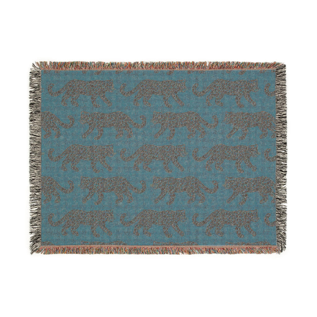 Cotton Woven Blanket, Leopard Parade, Rust Orange, Jungle Cat Decor, Cheetah Throw, Safari Theme, Animal Print, Gift for Her, Fringe Throw