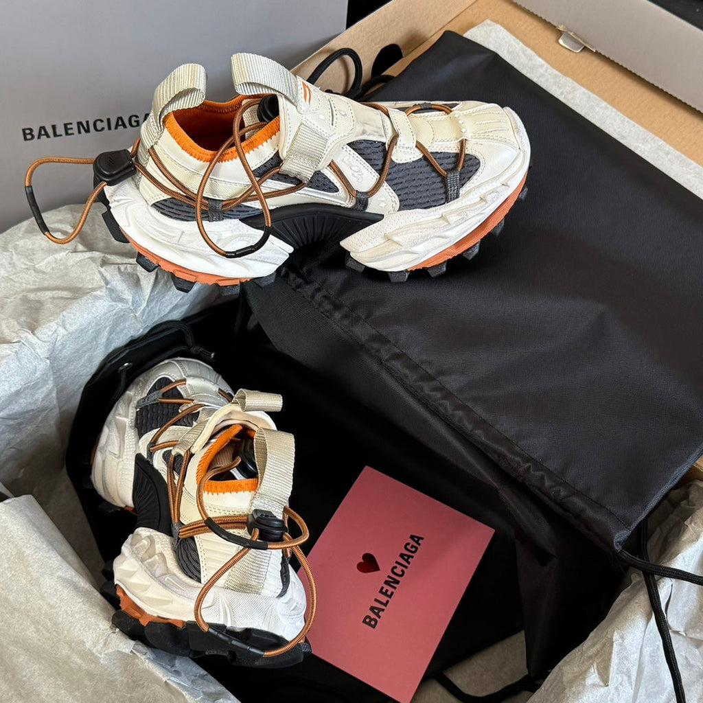 HIKE SNEAKER IN BEIGE AND ORANGE MESH, POLYURETHANE AND POLYESTER