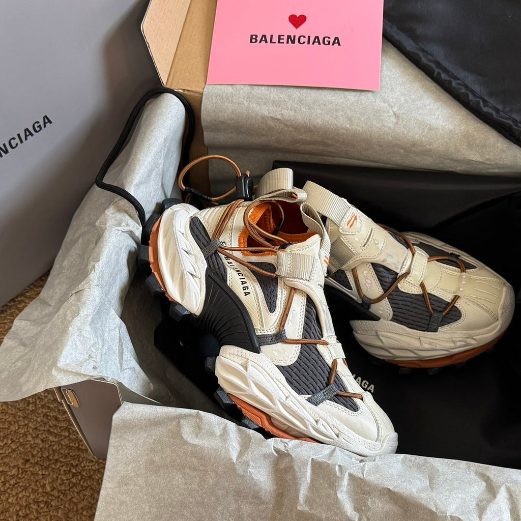HIKE SNEAKER IN BEIGE AND ORANGE MESH, POLYURETHANE AND POLYESTER