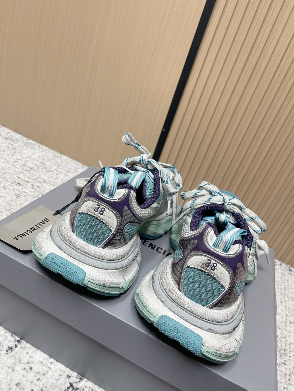 Balenciaga Sneaker Mesh Lace-up Light Blue Fabric 534180
