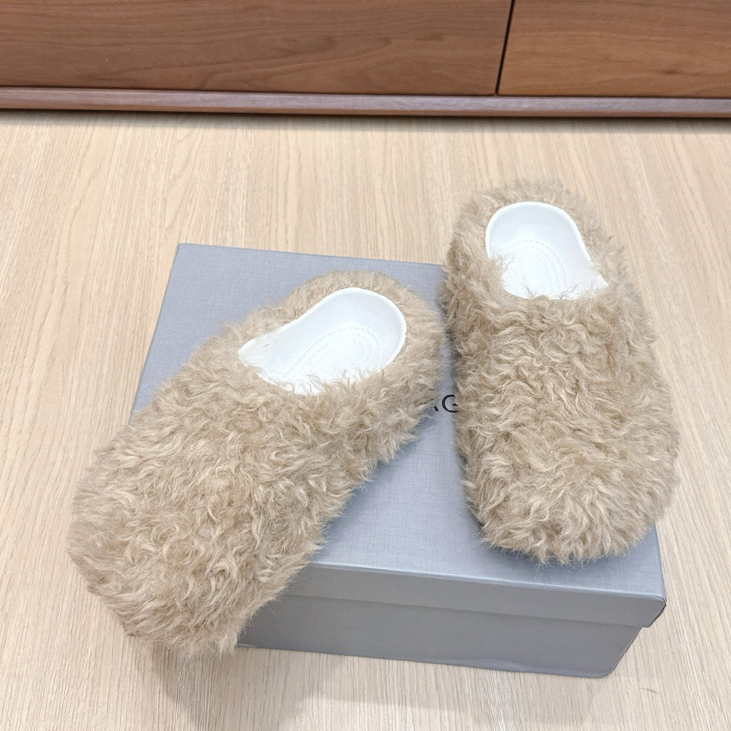Balenciaga 25ss slippers beige wool 462672