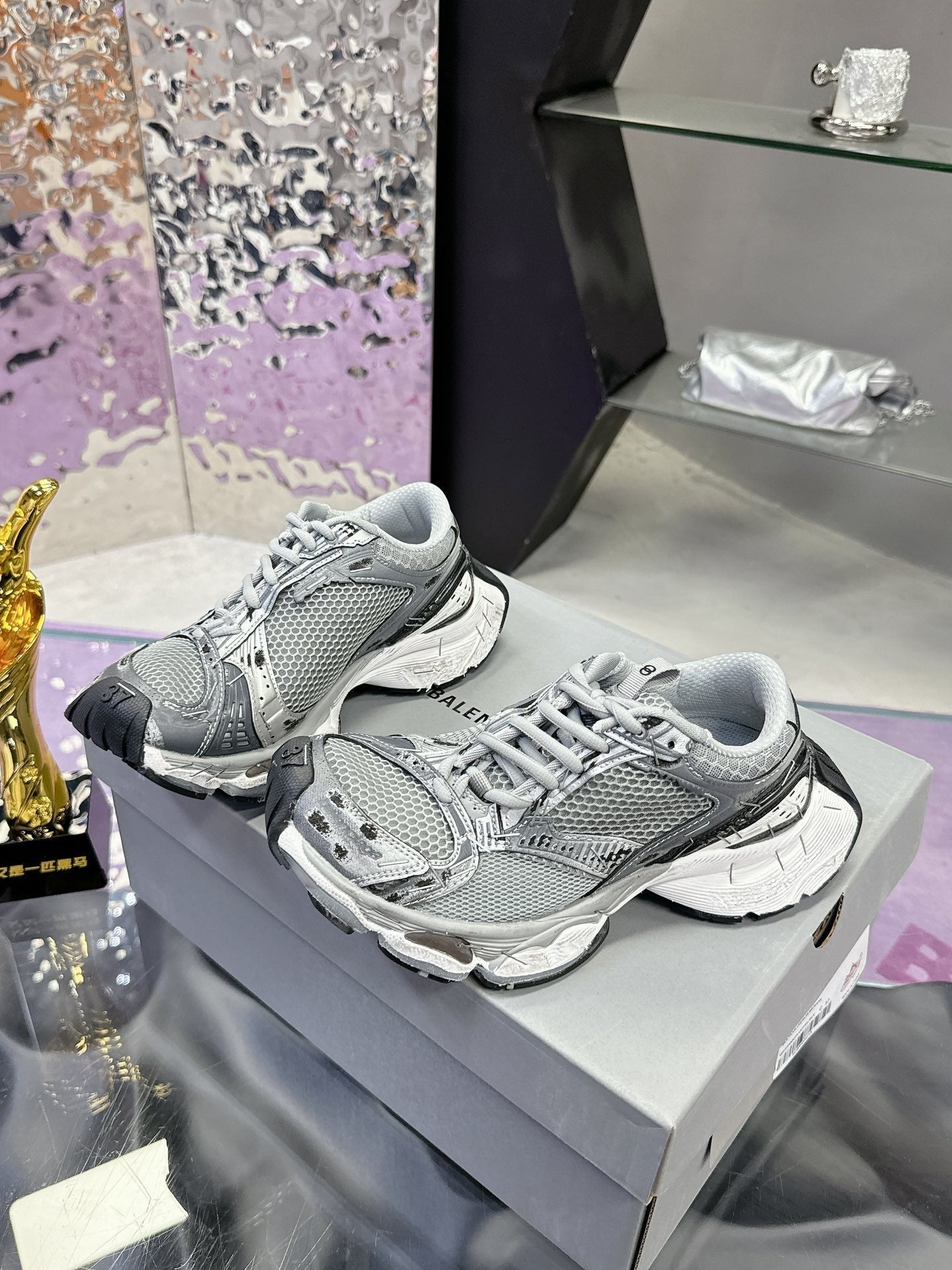 STAPLER SNEAKER IN GRAY POLYURETHANE AND POLYESTER